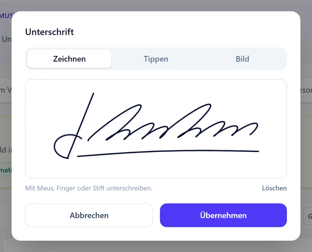 Unterschrift im Browser zeichnen